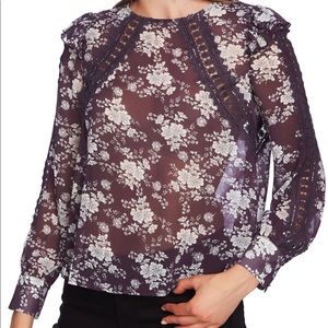 1. State Lace Inset Floral Blouse